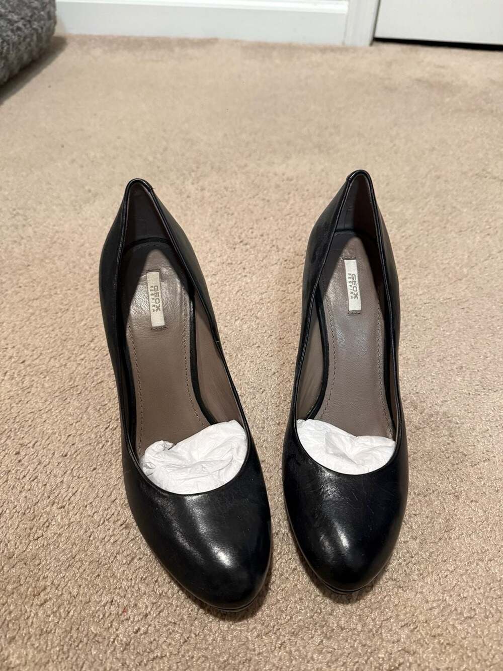 Geox Black Leather Platform Pumps High Heel